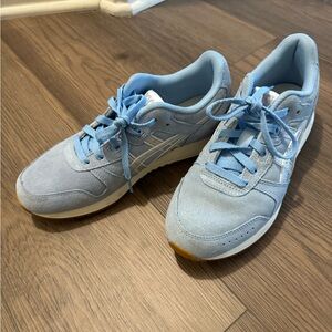 Blue suede sneakers